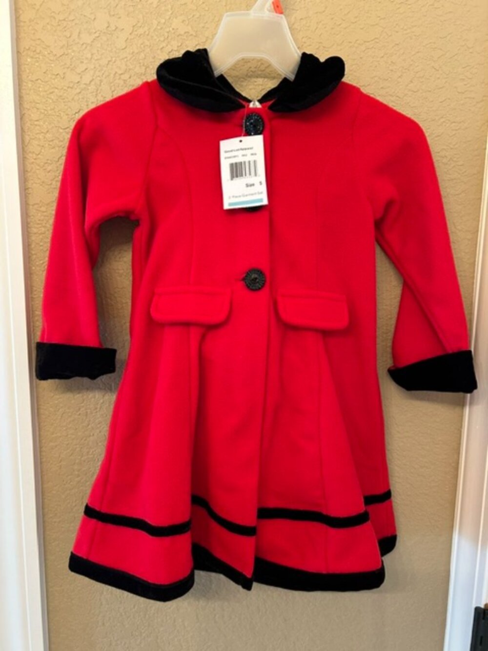 Girl’s Goodlad Red Fleece Peacoat with Matching Hat